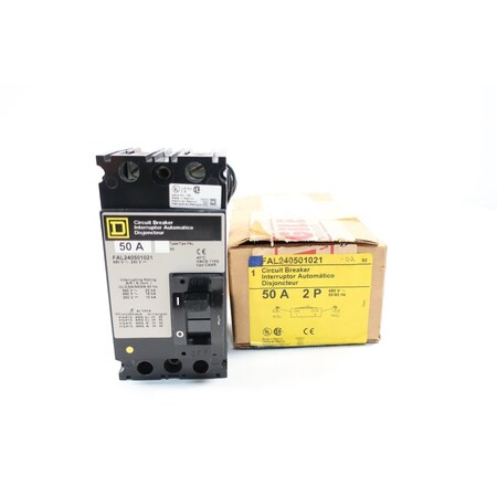 Square D Molded Case Circuit Breaker, FAL Series, 50A, 2 Pole, 480V AC FAL240501021